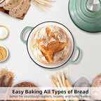 Davivy 5.5QT Sourdough Dutch Oven with Lid, 10" Round Cast Iron Bread Pan with Lid, Enameled Bread Baking Cloche, Dutch Oven for Sourdough Bread Baking, with Silicone Oven Mitts - Sea Salt Green