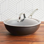 Anolon X Hybrid Nonstick Induction Stir Fry Wok Pan Cookware with Lid, Dishwasher Safe, Compatible with All Stovetops, 10 Inch - Charcoal Gray