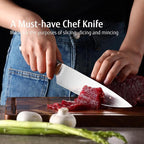 hecef Silver Kitchen knife set of 3, Satin Finish Blade with Hollow Handle, includes 8" Chef, 5" Utility and 3.5" paring knife