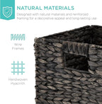Best Choice Products 10.5x10.5in Pack of 5 Cube Storage Baskets, Water Hyacinth Multipurpose Collapsible Organizers, Handwoven Laundry Totes for Laundry, Living Room, Kids Room & Nursery - Black