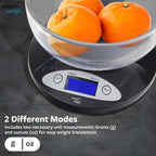 Smart Weigh Food Kitchen Scale with Bowl,11lb x 0.1oz / 5000 x 1grams, Digital Weight Scale for Baking,Cooking for Ounces and Grams