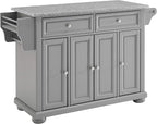 Crosley Furniture Alexandria Granite Top Rolling Kitchen Island Storage Cart, Microwave Stand, Spice Rack, Gray