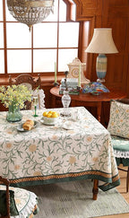 patdrea Designer French Linen Table Cloth for Rectangle Table,Vintage Fall Decorative Tablecloth,Floral Decoration Cover for Kitchen Dining Christmas,Tea Party,Thanksgiving,55"x87"-Littledaisy