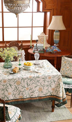 patdrea Designer Floral Linen Table Cloth for Sqaure Table,Vintage French Tablecloth,Small Colorful Decoration Cover for Kitchen Dining,Christmas,Party,Thanksgiving,67"x67"-Littledaisy