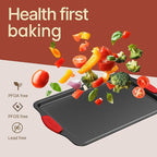 18-Piece Kitchen Oven Baking Set: Nonstick Gray Marble Coating, Carbon Steel Bakeware, Silicone Handles, Dishwasher Safe, Professional Quality, PFOA-Free