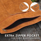 ELIZO Leather Knife Roll Bag Professional Chef Knife Case, Durable Knife Sheath Holder, Cooks & Culinary Tools Carrying Storage, Portable Knife Wrap - 4 Slots (Palomino)