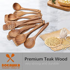 Wooden Spoons for Cooking,12 Pack Wooden Utensils for Cooking Wooden Cooking Utensils Wooden Kitchen Utensils Set Natural Teak Wooden Spatulas for Cooking