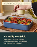 Caraway Nonstick 9” x 6.5” Small Rectangle Baking Pan Duo – Non-Toxic, PTFE & PFOA Free – Aluminized Steel Core – Deep Ceramic Baking Pan for Casseroles, Lasagna & More - Navy