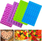 Gummy Candy Molds - Silicone Gummy Dinosaur/Donut/Small Hearts Shapes/Bear Mold for Kids with 2pcs Dropper,Non-stick and Bpa Free for Mini Candy Chocolate Gummies Baking