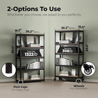 HOMEDANT House 5-Tier Metal Rolling Cart Shelf Rack Casters Heavy Duty Wheel Shelving Unit Adjustable Utility Storage Shelves Organizer Shelf Kitchen Garage 36.2" W x 16.5" D x 69.5" H 10Pack