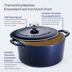 Tramontina Bestow Enameled Cast Iron Dutch Oven Pot with Lid, Round 5.5-quart, Blue