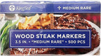 KingSeal 5000 Count 3.5 Inch Natural Birch Wood Steak Markers, Heat Stamped, MED Rare, Eco Friendly, Commercial Bulk Pack - 10 Boxes x 500 Markers