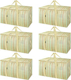 BALEINE 6-Pack Oversized Moving Bags with Reinforced Handles, Heavy-Duty Storage Tote for Clothes, Moving Supplies (Color Strip, 6-Pack)