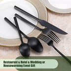 DEACORY Silverware Set Flatware Set Matte Black Cutlery Set Brushed Finished Hexagon Handle Heavy Stainless Steel 60 Pieces Dishwasher Safe Service for 12
