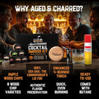Whiskey Smoker Kit with Torch and Butane - 8 Flavors Wood Chips, 100% USA Oak Smoker, High-End Set - Cocktail Smoker Kit for Drinks - Old Fashioned Bourbon Smoker Gift Set for Men