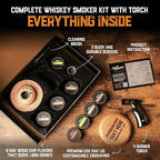 Personalised Whiskey Smoker Kit with Torch & Butane with Oak Wood Chips - Custom Engraved Smoke Lid for Bourbon & Old Fashioned Cocktails - Unique Whiskey Gifts for Men - Fits Various Glasses