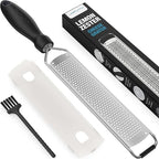 Lemon Zester & Cheese Grater – Sharp Stainless Steel Grater for Citrus, Parmesan, Garlic, Chocolate & Ginger, Non-Slip Grip, Safety Cover & Cleaning Brush
