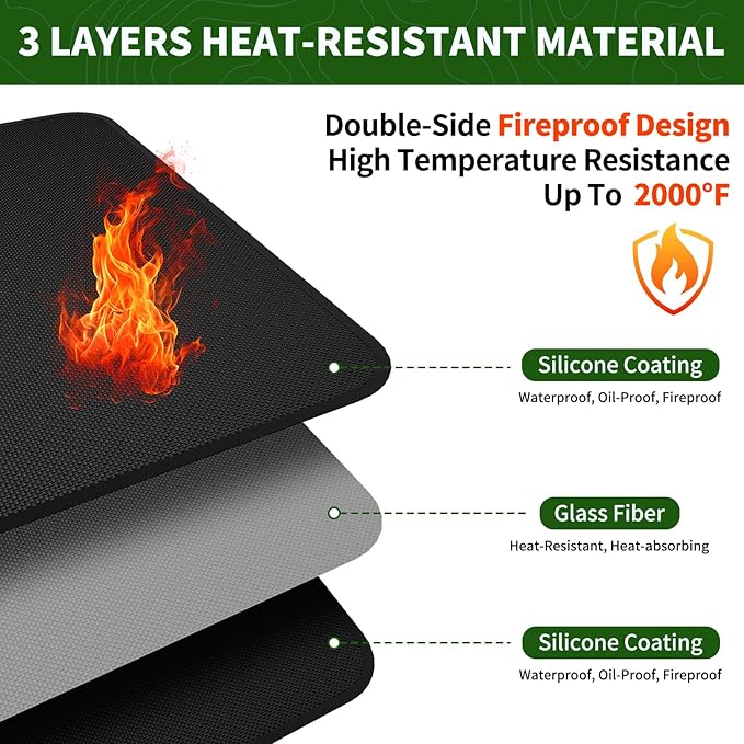 Large 90 x 48inches Under Grill Mats for Outdoor, Fireproof Griddle Mats for Deck Patio Lawn, Indoor Fireplace/Fire Pit Mat, Griddle Accessories Compatible with Blackstone