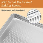 6 Pack Full Size Baking Sheet Pans Perforated, Aluminum Commercial Cookie Sheets Non-Stick, 26"x18"