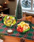 bUCLA 12 Pack Clear Green Plastic Serving Bowls - 20 OZ Christmas Angled Serving Bowls Disposable for Chip, Candy, Salad & Fruit - Ideal for X’mas Party