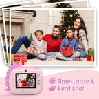 Kids Camera Instant Print, Selfie Digital Camara for Kids with Print Paper & 32G Card, 2.5K Video & Instant Print Camera with Color Pens for DIY, Fun Gift for Girls Boys 3-12 Years Old (Pink)