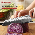 Kiritsuke Chef Knife 8 Inch, Hand-forged 67-Layer VG10 High Carbon Steel Japanese Damascus Chef Knife, Ultra Sharp Hammered Damascus Chef Knife with Octagonal Ebony Handle & Gift Box