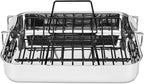 Viking 3-Ply Stainless Steel Roasting Pan with Non Stick Rack, 16 x 13 Inch Kitchen Cookware, Great for Turkey, Dishwasher and Oven Safe, Induction Ready, Silver