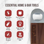 Handheld Bar Blade Bottle Opener | Customizable Flat Beer Cap Bottle Opener | Bartender or Home Tool | Heavy Duty Stainless Steel & Walnut | Custom Engraving Available | 7” x 1.5”