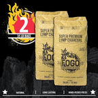 FOGO Super Premium Hardwood Lump Charcoal, Natural, Large Sized Lump Charcoal for Grilling and Smoking, Restaurant Quality, 35 Pound Bag, 2-Pack