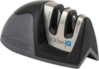 KitchenIQ 50009 Edge Grip 2-Stage Knife Sharpener, Black, Coarse & Fine Sharpeners, Compact for Easy Storage, Stable Non-Slip Base, Soft Grip Rubber Handle, Straight & Serrated Knives