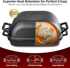 Davivy 9QT Pre-Seasoned Dutch Oven for Sourdough Bread, Non-stick Cast Iron Sourdough Bread Loaf Baking Pan, Large Capacity Cast Iron Loaf Pan, with Silicone Oven Mitts