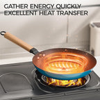 YUTANN 10" Enameled Non-Stick Cast Iron Skillet, Egg Frying Pan with Removable Wooden Handle, PFAS/PFOA Free, Dishwasher & Oven Safe (500°F)