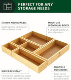 ROYAL CRAFT WOOD 5-Piece Bamboo Drawer Organizer Set – Multi-Use Storage Trays for Kitchen, Bathroom, Office, Makeup, Jewelry & More – Junk Drawer Tray, Utensil Holder, Storage Box & Bin Set (5 Boxes)
