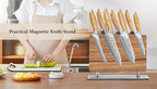 Strong Double Sided Magnetic Knife Block Without Knives, with Acacia Wood+430 Stainless Steel Base，Magnetic Universal Stands with Strong Enhanced Magnets Strip Kitchen Storage Cutlery Large Organizer