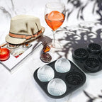 4 Holes Ice Cubes Silicone 2.5 inch Golf Ball Ice Cube Molds for Whiskey, Cocktails, Beer, Golf Gift, Party Tray with Funnel