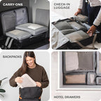 Aerotrunk Compression Packing Cubes for Travel - Luggage Organizer Bags - Double Zipper Packing Cubes for Suitcases (4-Pack, Rose)