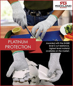 Rockland Guard Professional Oyster Shucking Knife Set - Includes 3.5" Stainless Steel Oyster Shucker with Non-Slip Handle & Bent Tip, Kitchen Cutting Gloves - Food-Grade, Dishwasher-Safe Seafood Tools Set - Medium