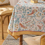 patdrea Designer Vintage French Rectangular Tablecloth,Floral Birds Pattern Linen Table Cloth,Fall Yellow Decor Table Cover for Kitchen Dining Banquet,Christmas,Thanksgiving,55"x79"-Magnolia
