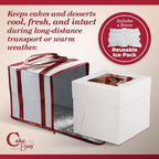 Cakebon Cake Box and Boards, 12-Inch Round Gold Smooth Edges 1/2- Inch Thick Drums with Insulated Bag and Ice Pack – Cake Transport Set, Cooler for Cake Delivery and Transport (1pc Each, 4pcs Total)
