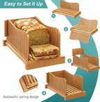 Bamboo Bread Slicer, Adjustable Bread Slicer Guide with 3 Thickness Size, Foldable Compact Chopping Cutting Board, Great for Homemade Bread, Cakes, Bagels