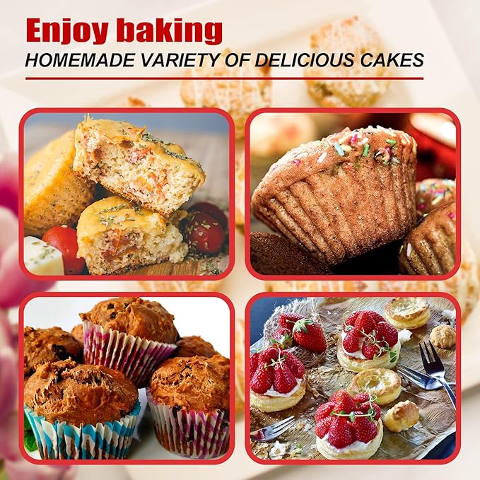 24 Cups Cupcake Pan,Mini Silicone Muffin Pan,Nonstick Food Grade Silicone Baking Cups,Great for Making Muffin Cakes, Tart, Bread - 2 PCS