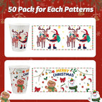 Christmas 100 Pack Coffee Cups with Lids 12oz, Disposable Insulated Ripple Wall To Go Paper Coffee Cups for Hot/Cold Drinks Office Home Shop Event