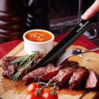 G.a HOMEFAVOR Steak Knife Set: 8-Piece Stainless Steel Sharp Serrated Knives Set with PP Handle for Kitchen, Full Black