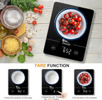 Himaly Digital Kitchen Scales Food Scale with Tempered Glass Platform,Electronic Cooking Scale with LCD Display, Multifunction Weighing Scale for Baking, Tare Function, 5kg/11LB