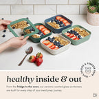 Ceramic Coated Glass Food Storage Container | No PTFE, PFOA, PFAS, and BPA | Reusable Non Toxic Meal Prep Container with Glass Lid | Easy To Store | 6 Cup Rectangle [Smoke]