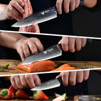 8C Damascus Knife Set - 3PC Chef's Knife, Kitchen and Paring Knives, High Carbon Stainless Steel, Ergonomic Full Tang ABS Anti-Skid Handle