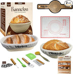 KITTICH Banneton Bread Proofing Basket with Essentials Set, 10 Inch Oval and 9 Inch Round Rattan Baskets with Linen Liners, Perfect for Sourdough Starter Kit - Sourdough Bread Baking Supplies