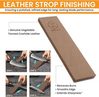 Rolling Knife Sharpener Kit – Magnetic 4-Angle Base, 3.86 Inches Longer Wooden Roller, 4 Grit Discs (1000/400 Diamond & 3000 Maroon / 6000 White Ceramic) and Leather Strop