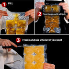 Bihamd/New Frozen Natural Food Juice Bag, Stackable Easy Removable, Large Size Ice Cube Mold Trays, Self-locking Liquid Food Bag, Cooler Bag for Natural Foods/Large 7 Bags 56 Cubes