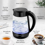 Zulay Kitchen Fast Boiling Electric Water Kettle - 1.7L, 1500W, Auto Shut-Off for Overboil & Boil Dry Protection, Cool-Touch Handle, 360° Base - Rapid Teapot Boiler For Coffee & Tea - Black Metallic